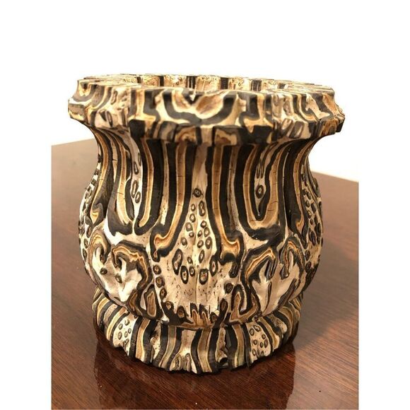 Vintage NEW ZEALAND MAMUKA NATURAL PONGA WOOD TREE FERN ART VASE - Picture 12 of 15